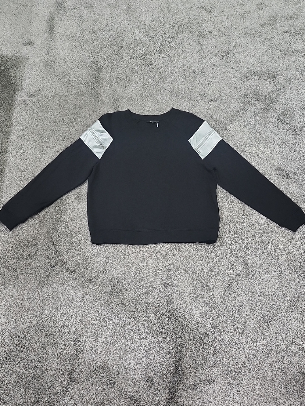 DKNY Black Sweatshirt with Silver Shoulder Panels